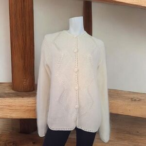 Vintage Jacques Daniel Angora Rabbit Hair Cardigan Off White Sweater Pull